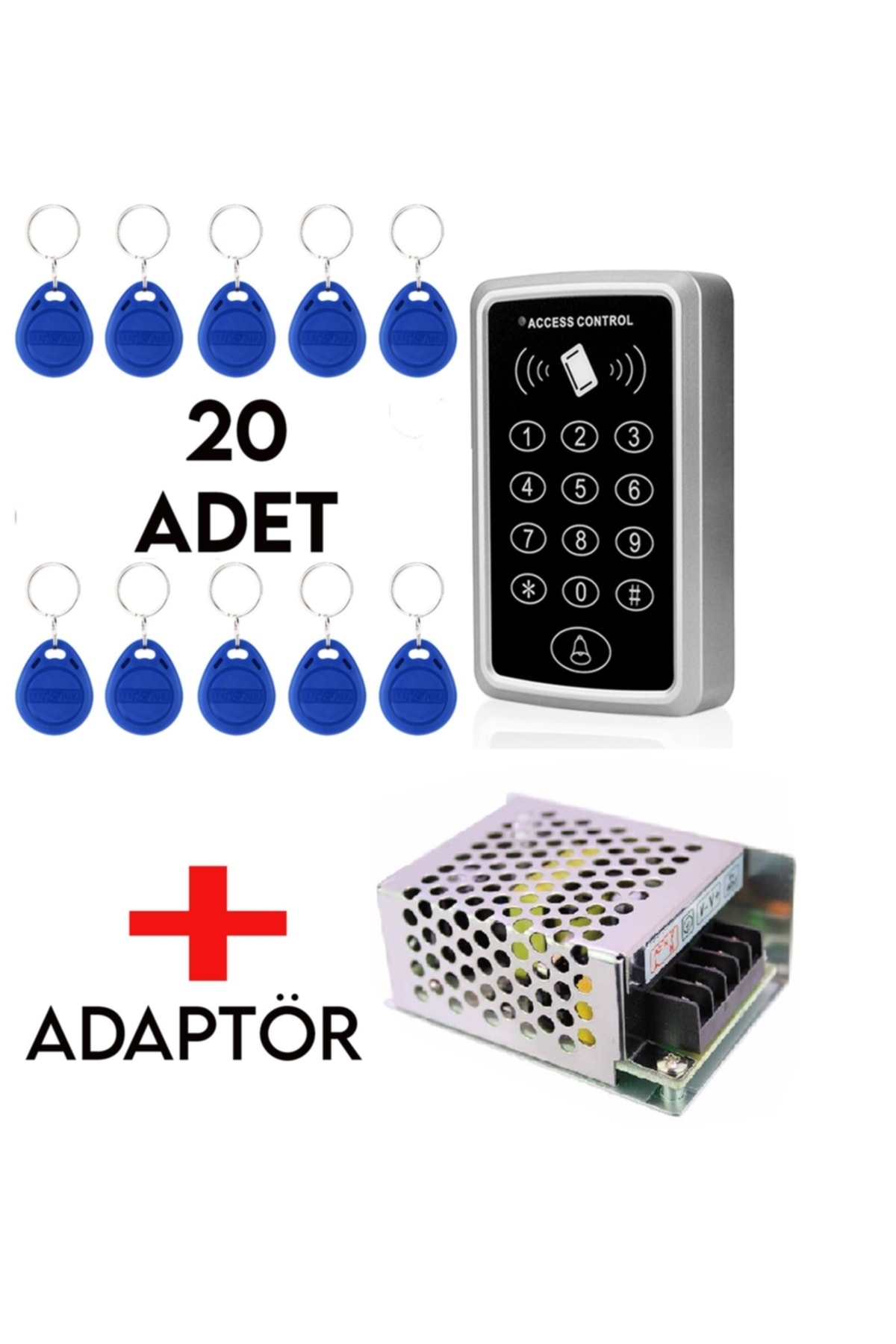 SONEX Adaptörlü Rfıd Şifreli Kapı Kilidi 20 Tag Anahtar